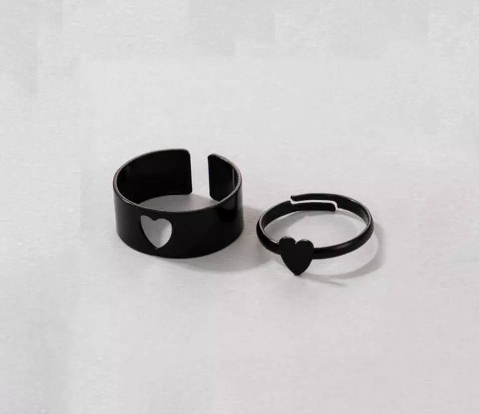 2 Pcs Trendy Couple Heart Rings