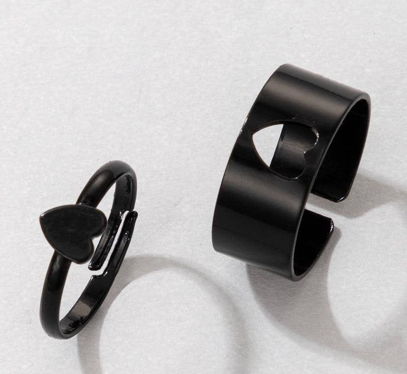2 Pcs Trendy Couple Heart Rings
