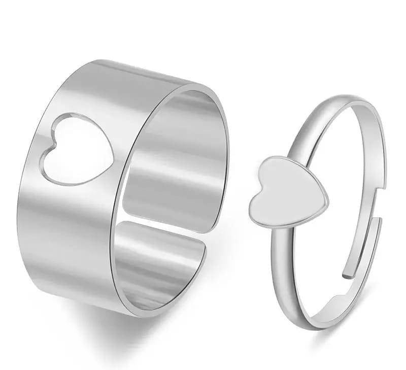 2 Pcs Trendy Couple Heart Rings
