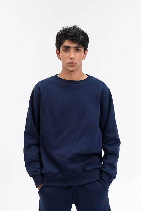 Men's Cotton Fleece Sweater - Classic Plain Design - 1 Pc