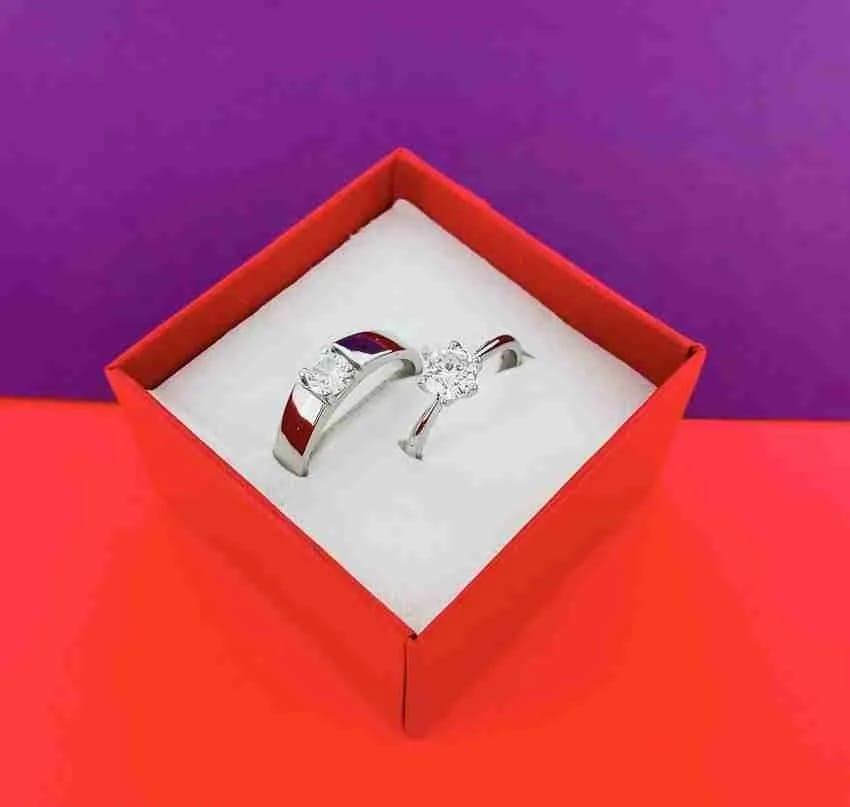 Charm Couple's Ring Set - Silver Plated | 2 Pcs Easy Wear Design