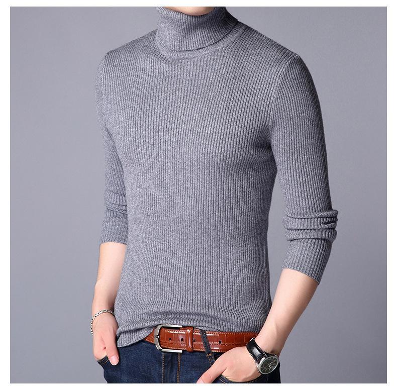 1 Pc Men's Ribbed Plain Highneck